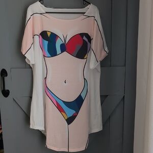 Colorful Graphic Swimsuit Cover-Up Dress